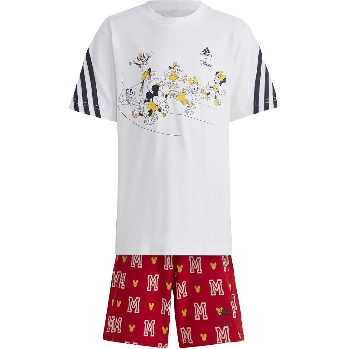 adidas completo set t-shirt e pantaloncini disney mickey mouse tee kids