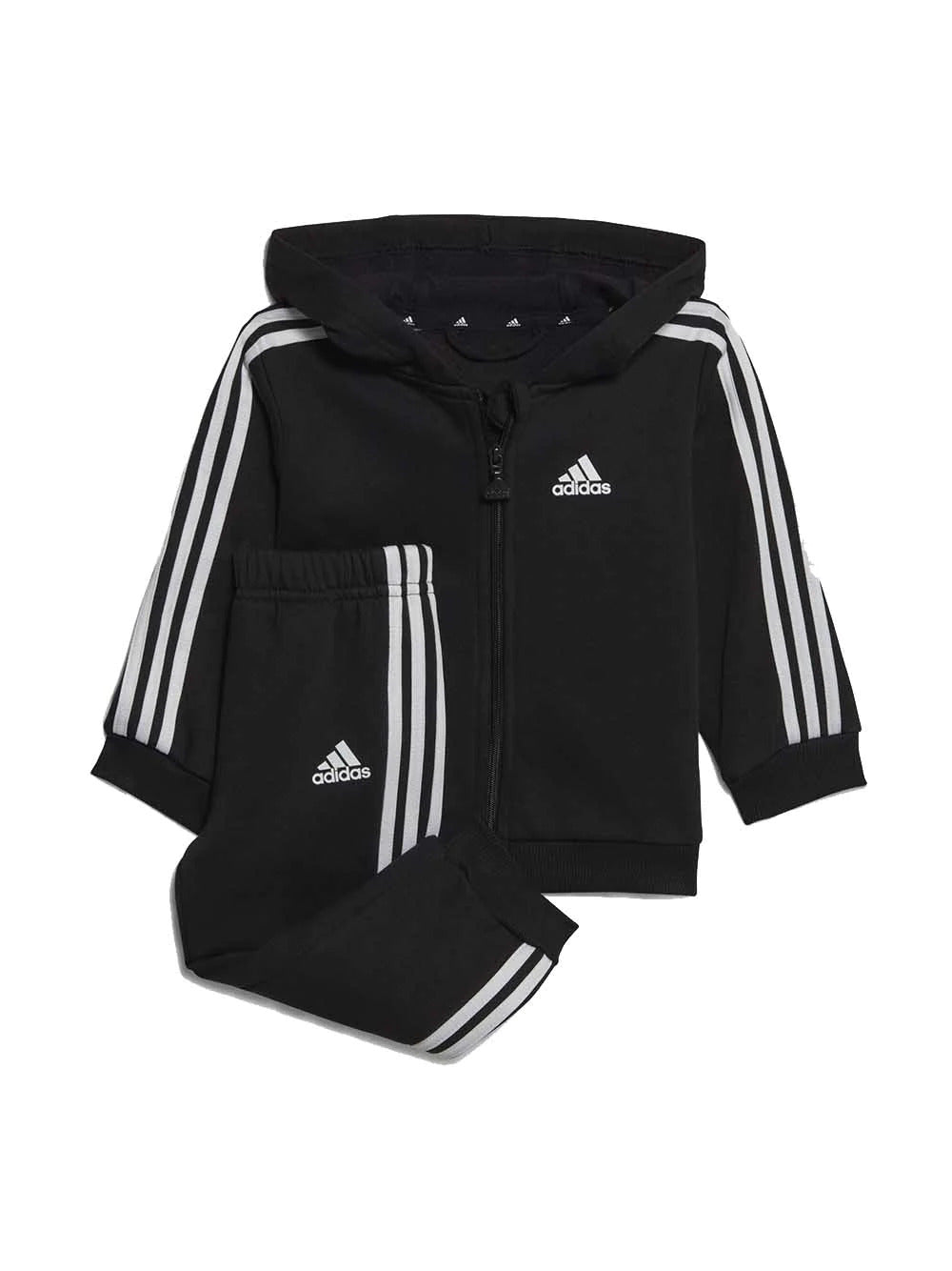 adidas completo tuta essentials full-zip hooded jogger set nero regular fit kids