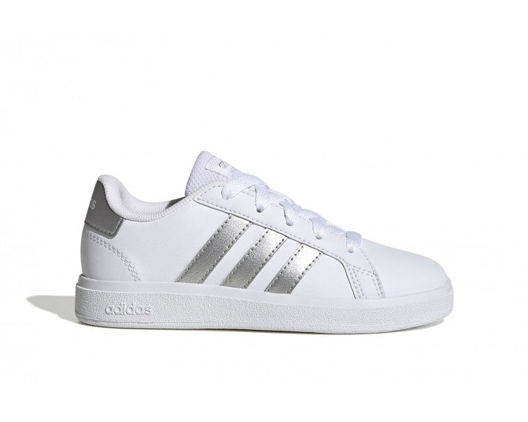 adidas grand court lifestyle lace-up white kids