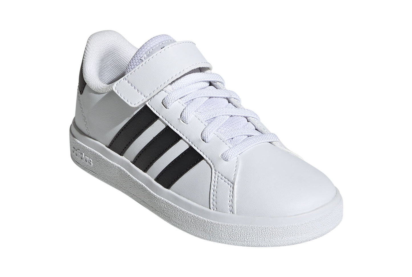 adidas scarpe grand court elastic lace and top strap white kids