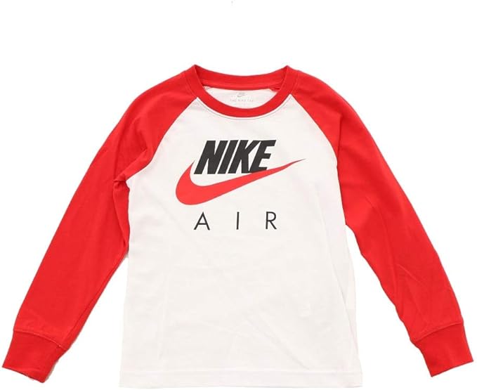 nike little boys split raglan ls tee white red kids