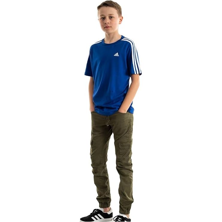 adidas t-shirt essentials 3-stripes cotton blu kids