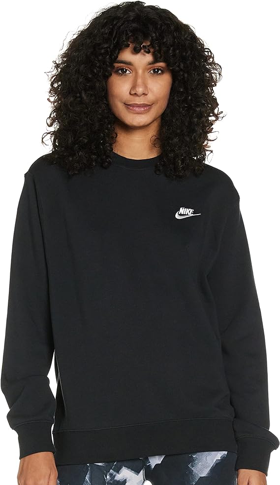 nike nsw club crew man sweatshirt crew-neck black donna