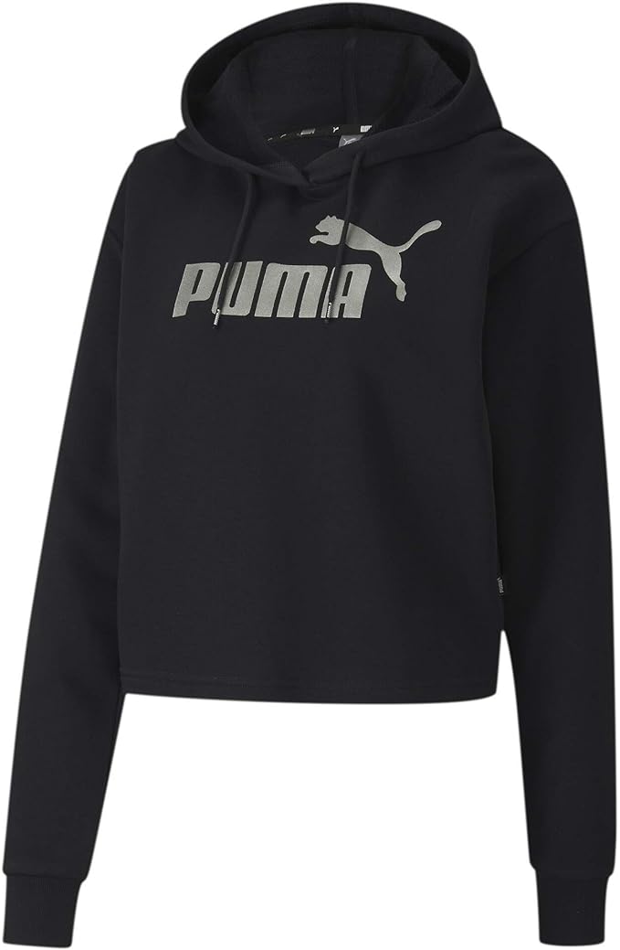 puma ess metallic cropped hoody tr felpa con cappuccio