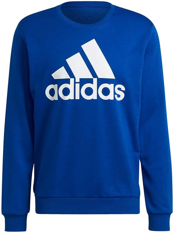 adidas felpa essentials big logo blu uomo