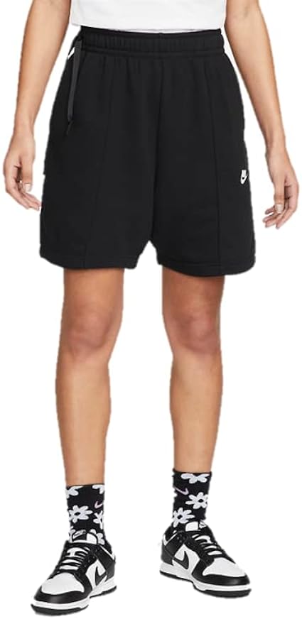 nike french terry fleece high-rise shorts black donna