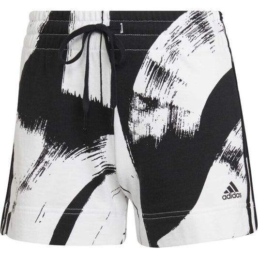 Adidas short 3 stripes black white donna