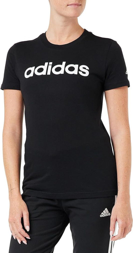 Adidas T-SHIRT LOUNGEWEAR ESSENTIALS SLIM LOGO nero donna