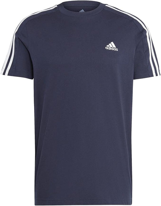 Adidas Essentials Single jersey 3 stripes blu uomo