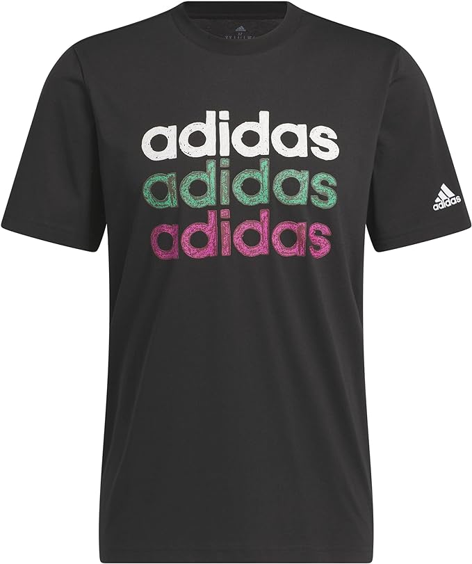 adidas  t-shirt multi linear sportswear graphic t-shirt nera uomo