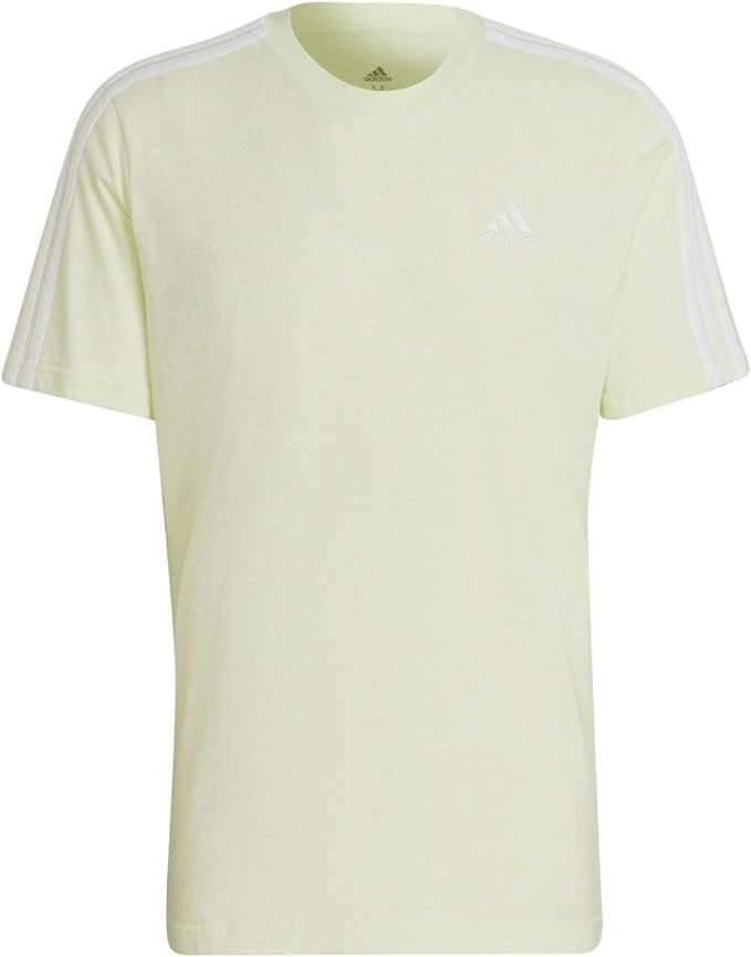 adidas essential 3-stripes tshirt lime uomo