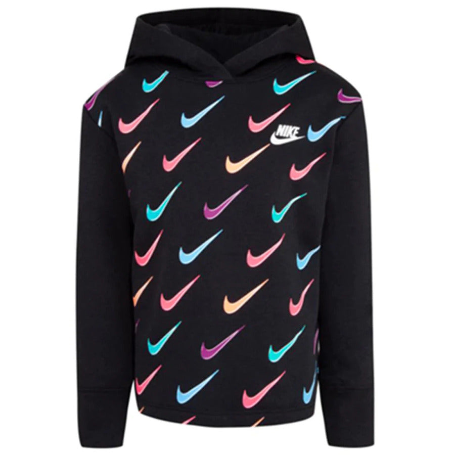 nike nsw printed fleece hoodie black kids