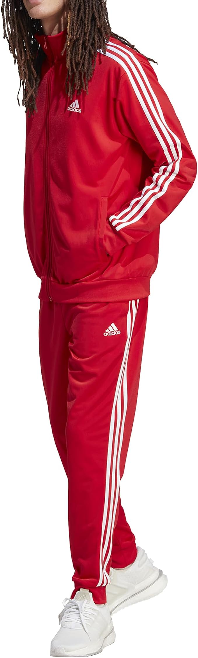 adidas tuta basic 3-stripes tricot rossa uomo