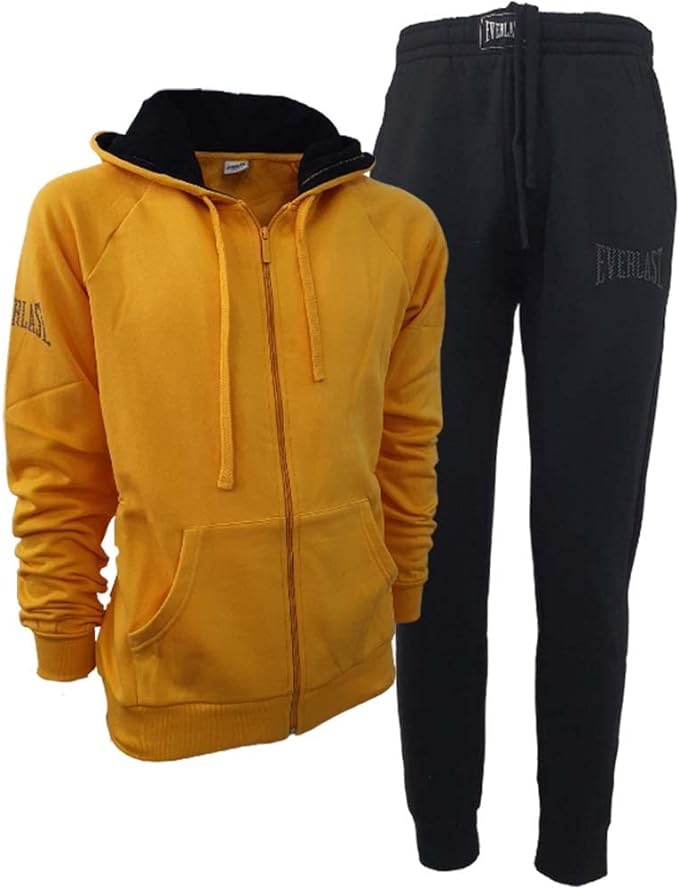 everlast tuta  felpata giacca con cappuccio giallo nero uomo