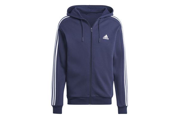 adidas felpa con cappuccio essentials fleece 3stripes fullzip uomo