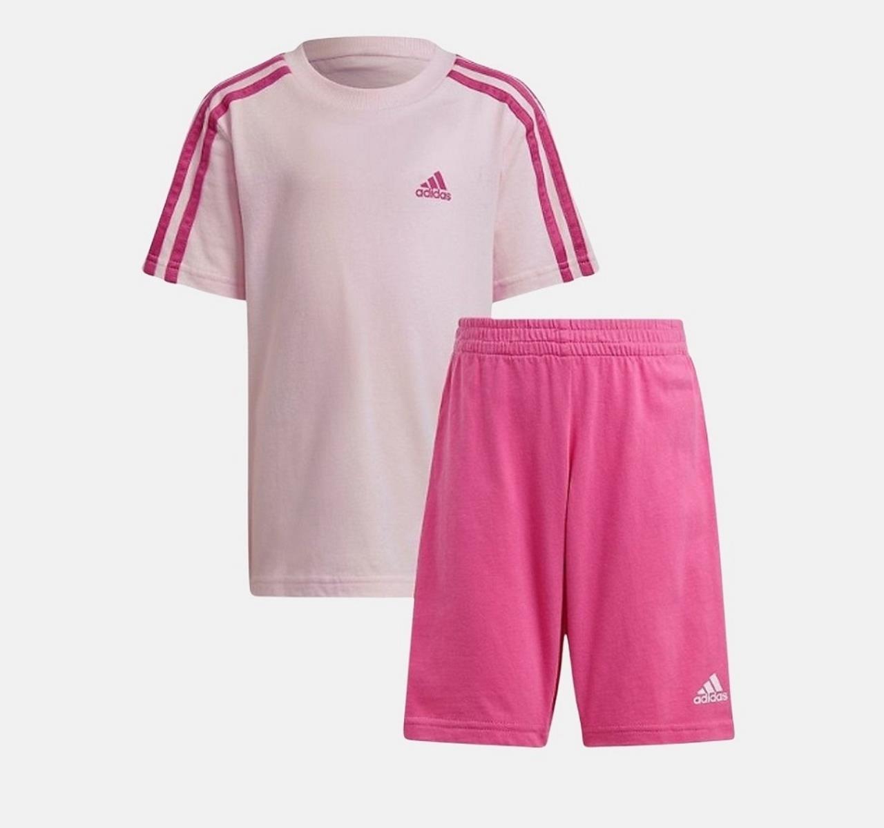 adidas set t-shirt e pantaloncini pink kids