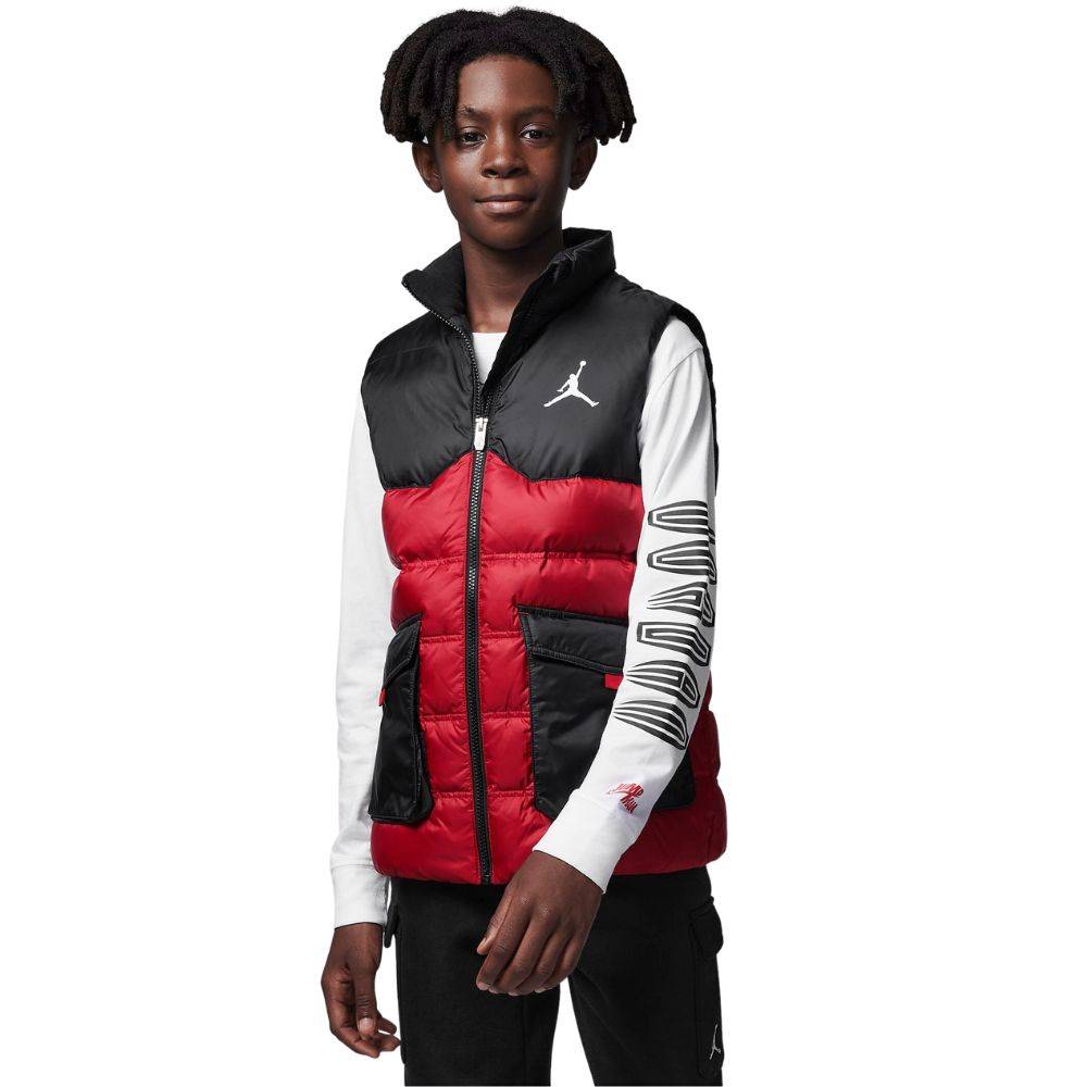 jordan smanicato faux down vest jd nero rosso kids