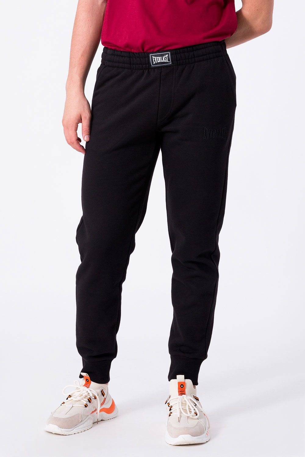 everlast pantalone basic in felpa con polsino nero uomo