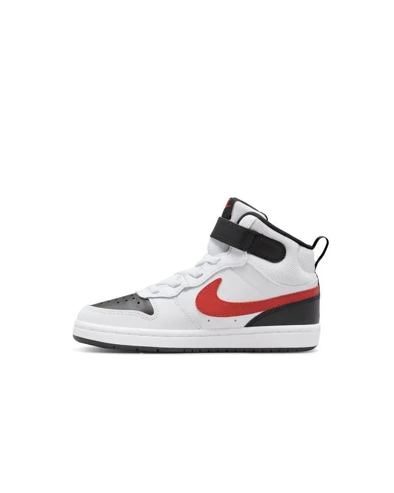 nike court borough mid  2 white black red kids