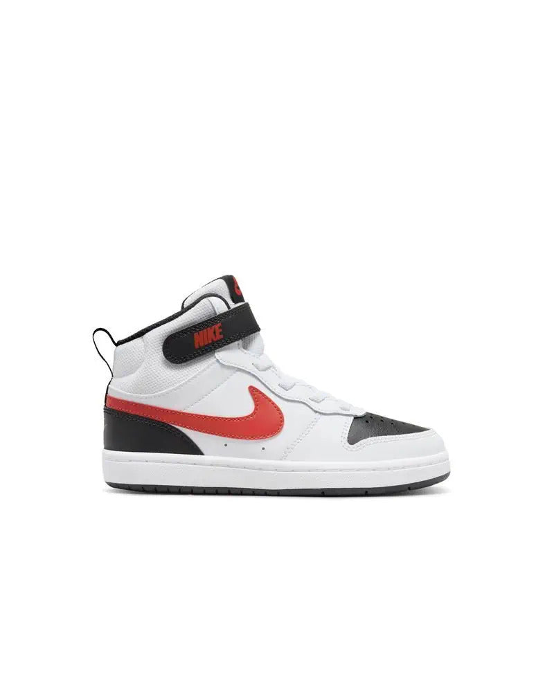 nike court borough mid  2 white black red kids