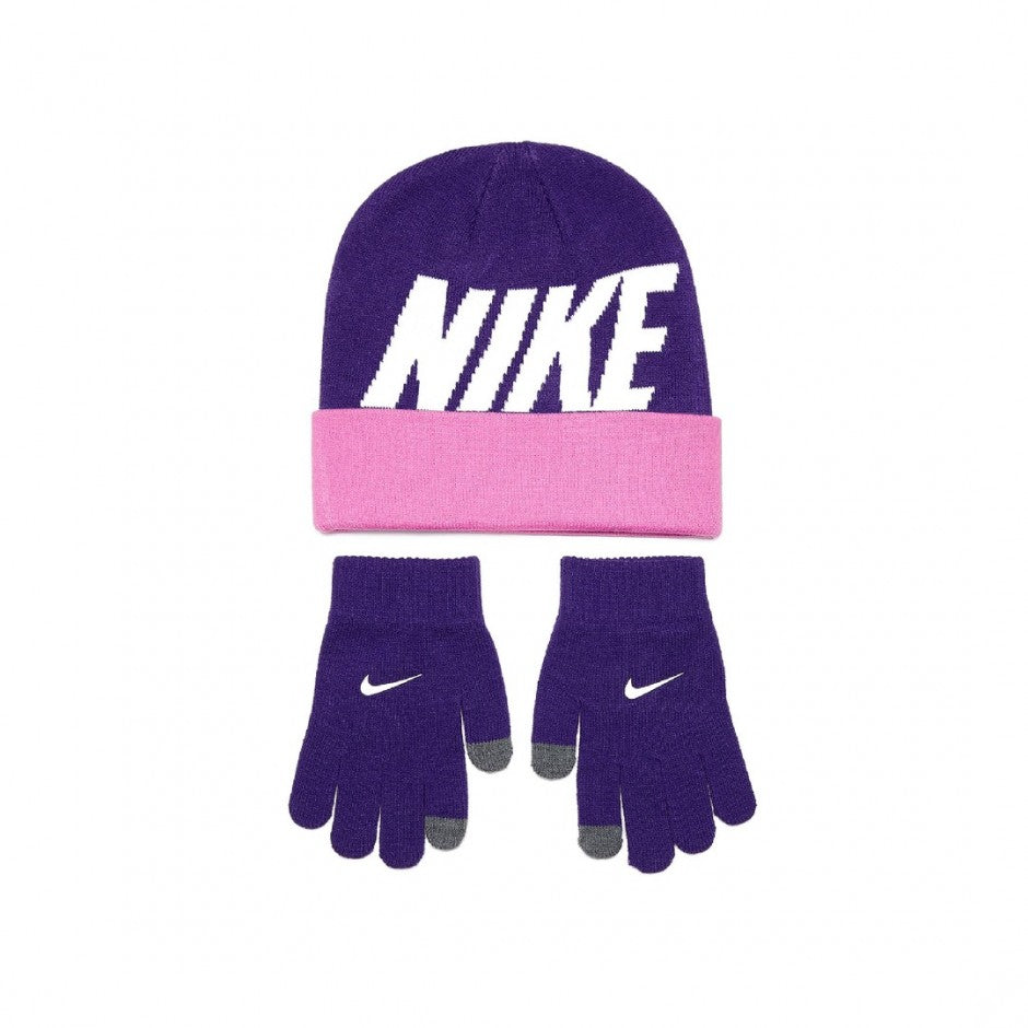 nike wordmark colorblock beanie set kids