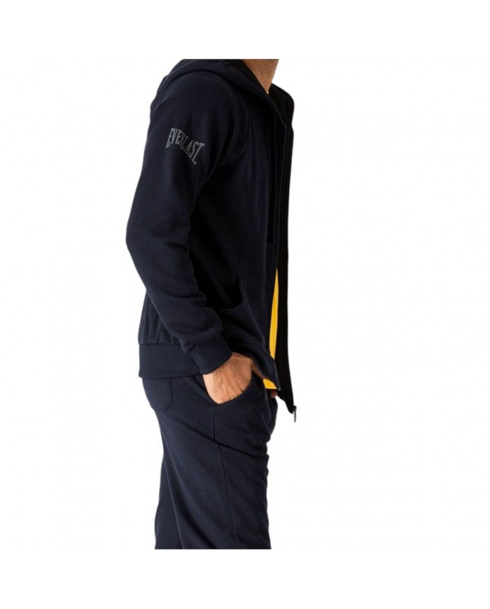 everlast tuta completo sportivo con giacca a zip cappuccio e pantalone blu uomo