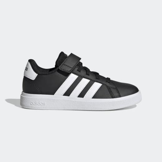 adidas scarpe grand court elastic lace and top strap black kids