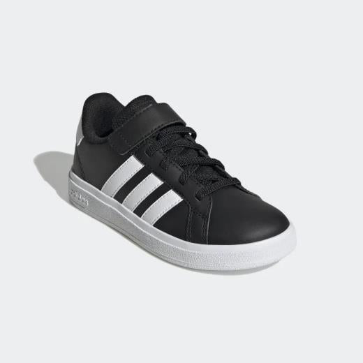 adidas scarpe grand court elastic lace and top strap black kids