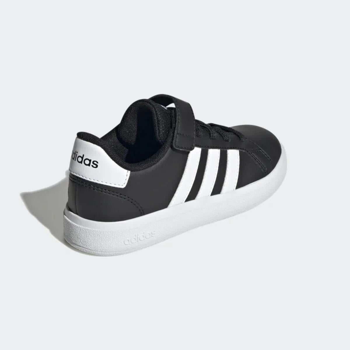 adidas scarpe grand court elastic lace and top strap black kids