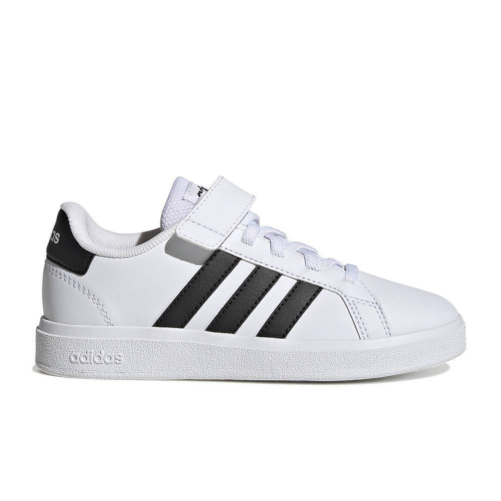 adidas scarpe grand court elastic lace and top strap white kids