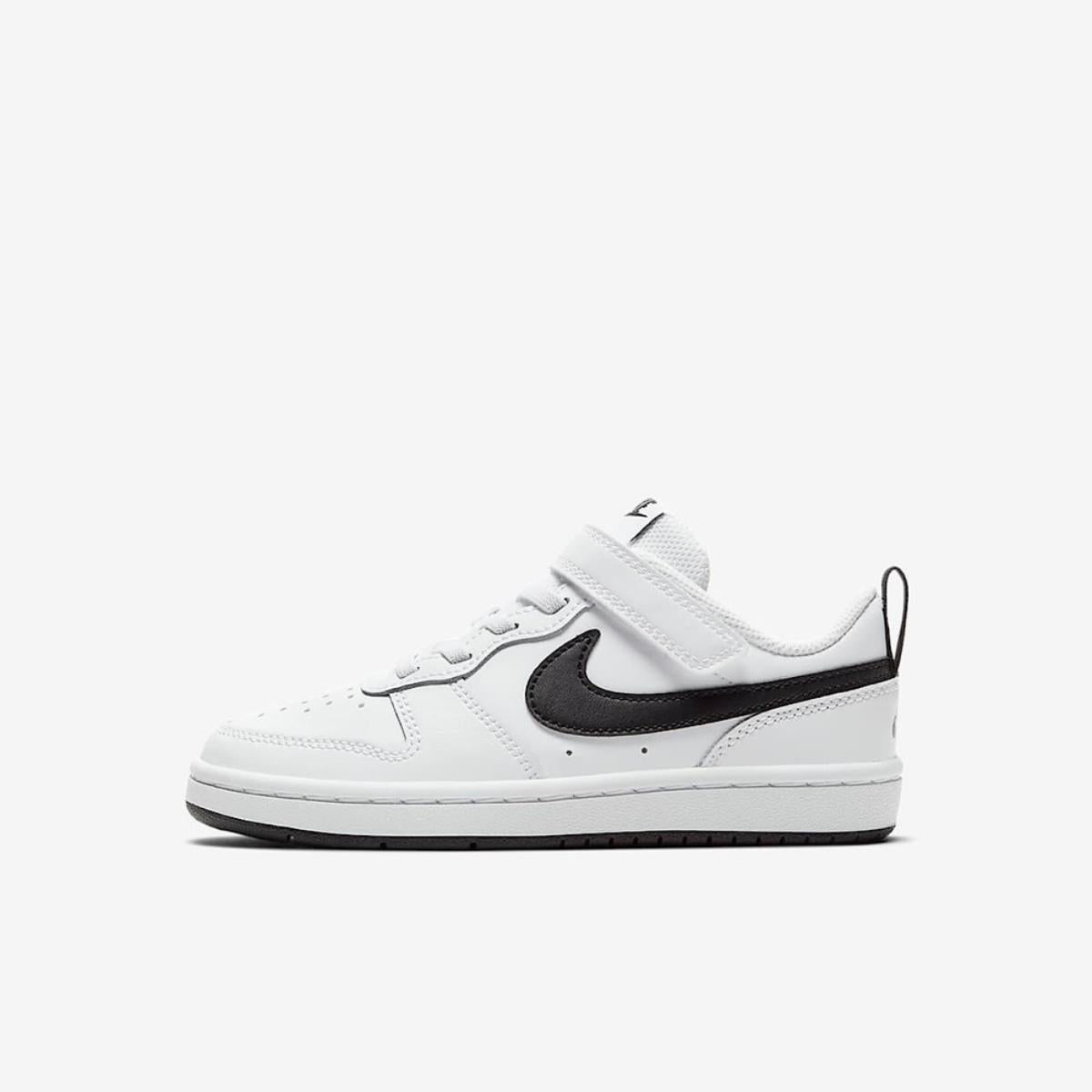 nike court borough low 2 psv white black kids