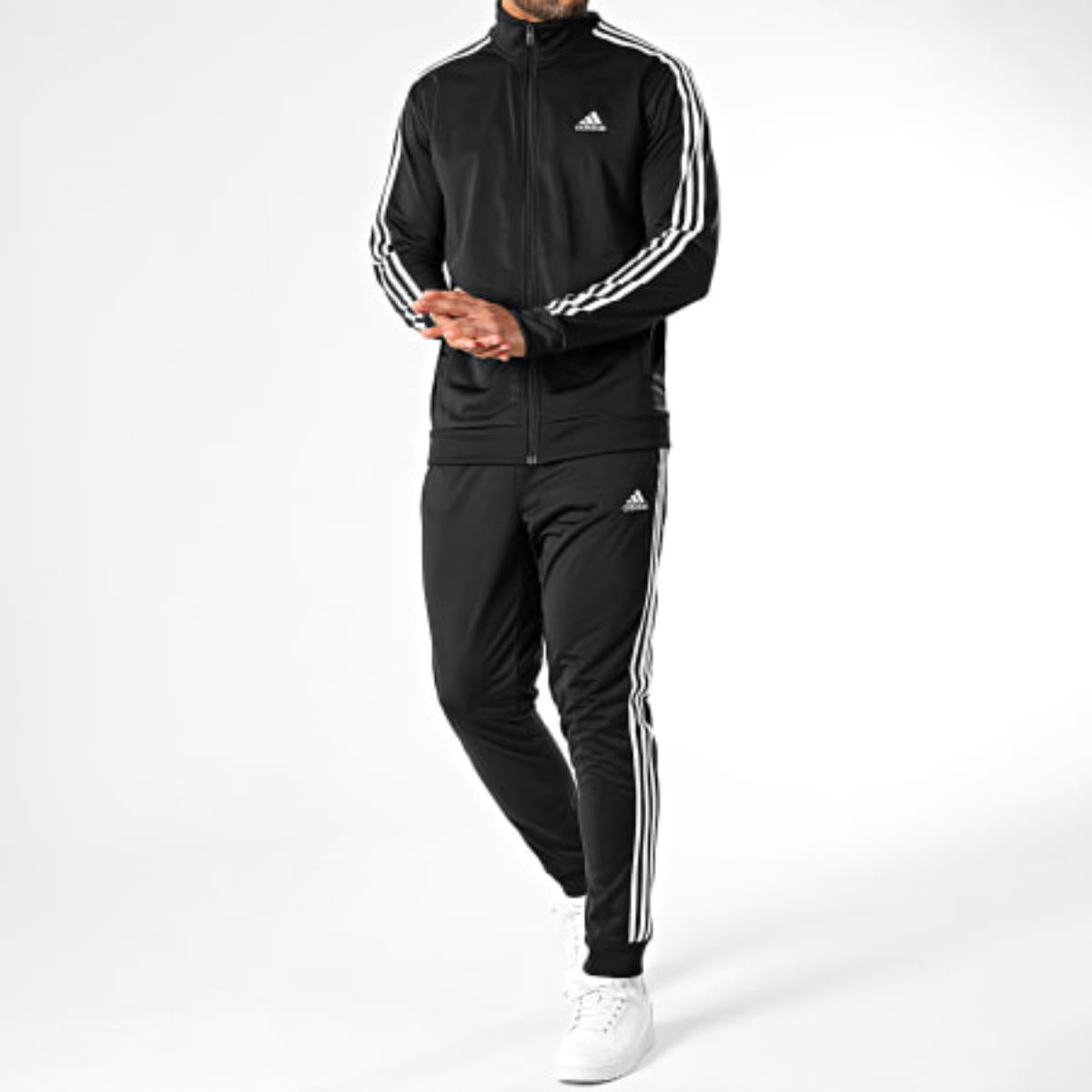 adidas  tuta basic 3-stripes tricot black uomo