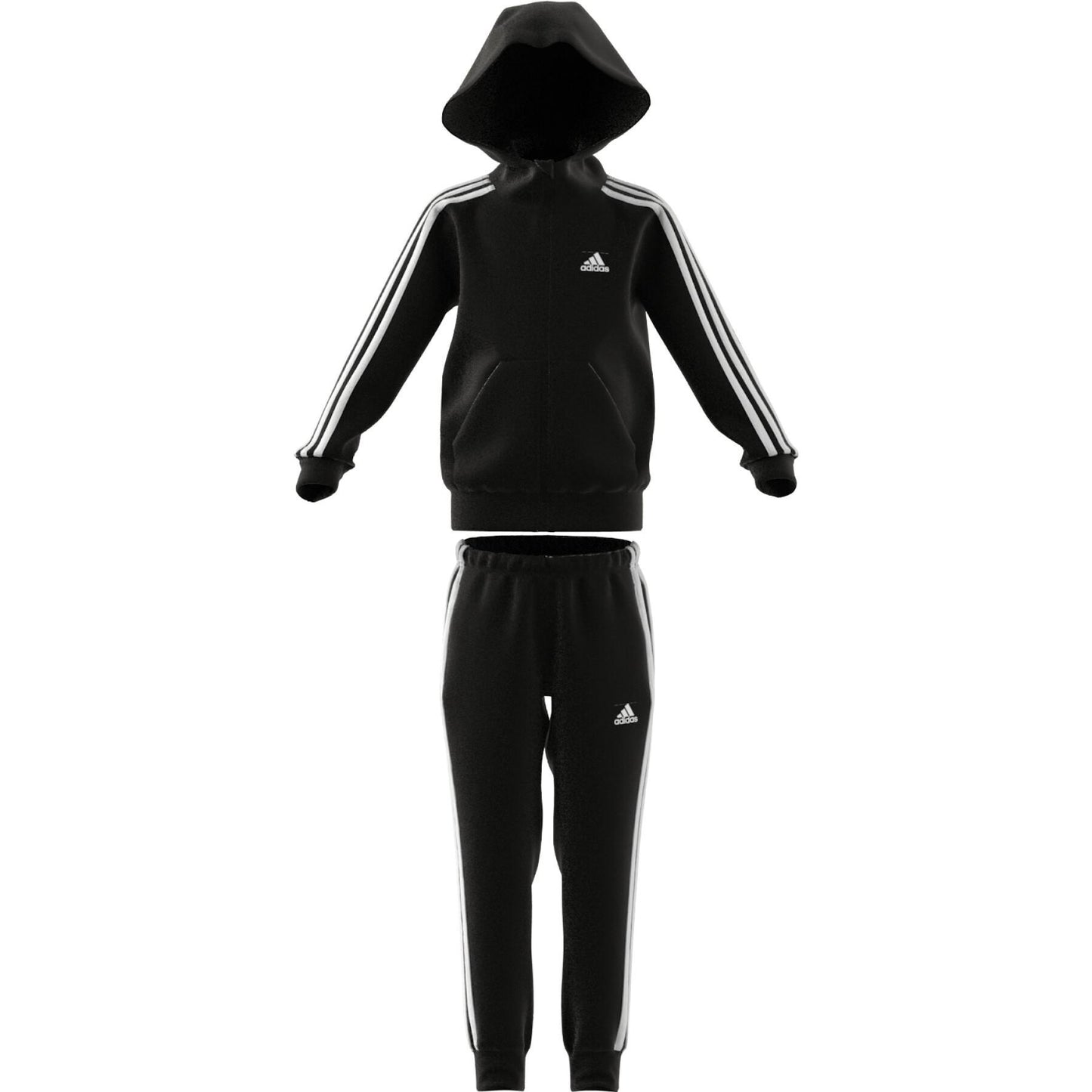 adidas tuta essentials 3-stripes shiny tracksuit nero