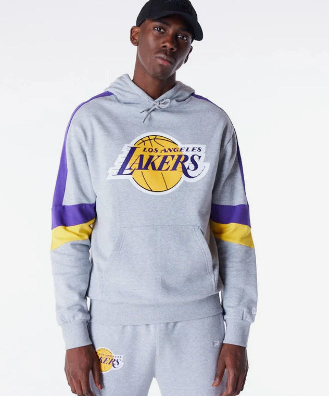 la lakers colour block grey felpa con cappuccio