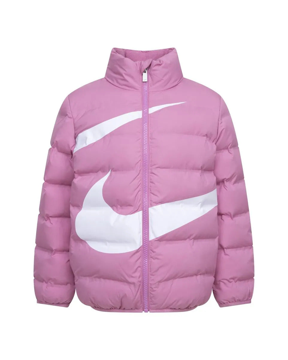 little kids' wrapped swoosh debossed quilted jacket rosa