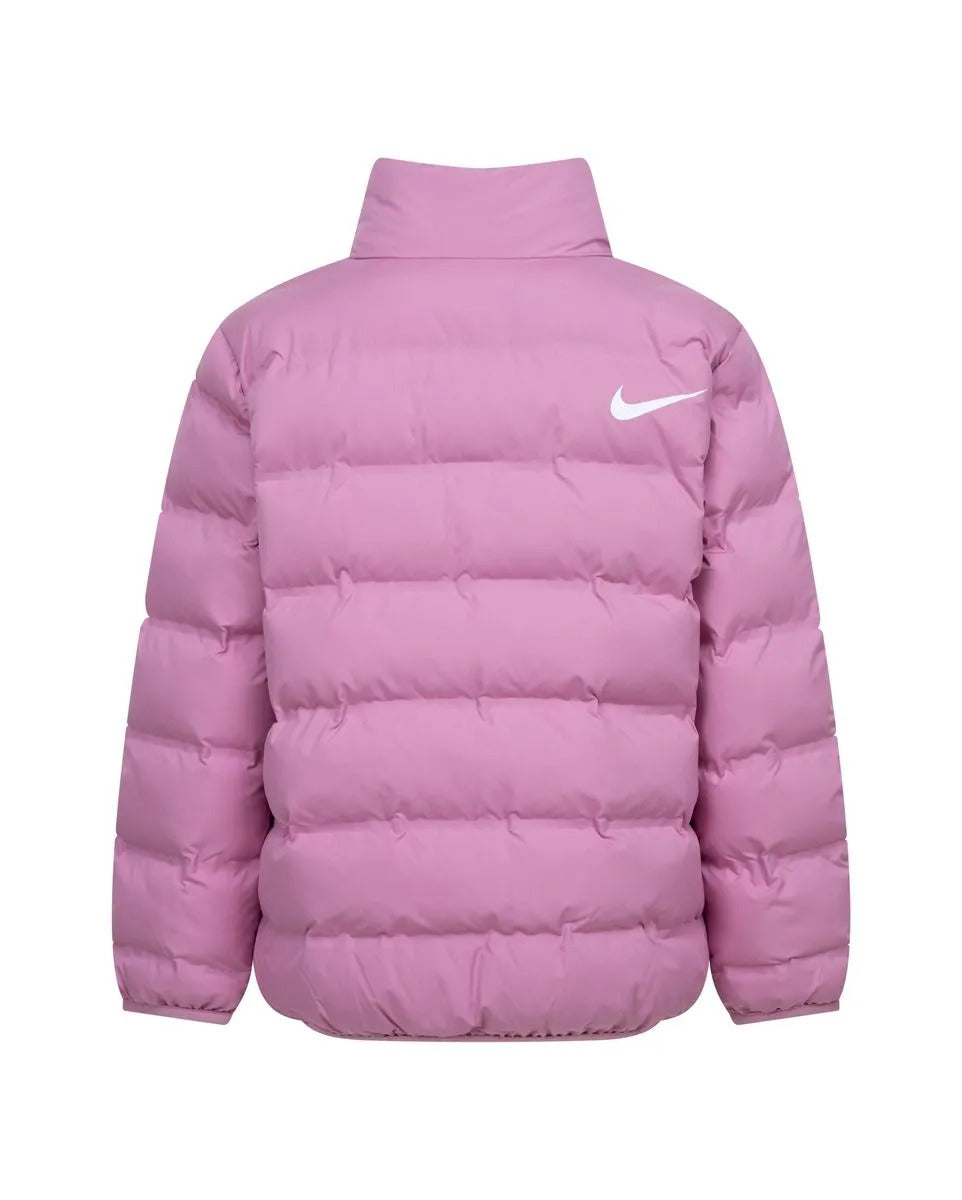 little kids' wrapped swoosh debossed quilted jacket rosa