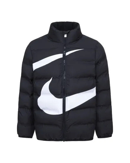 nike little kids' wrapped swoosh debossed quilted jacket nero