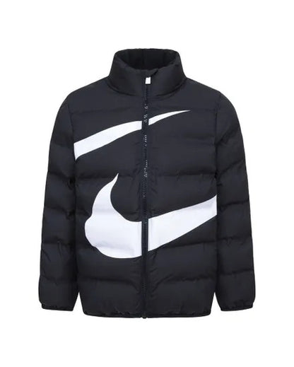 Nike Little Kids' Wrapped Swoosh Debossed Quilted Jacket Nero