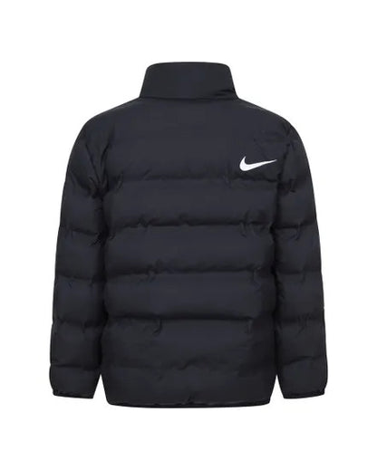 Nike Little Kids' Wrapped Swoosh Debossed Quilted Jacket Nero