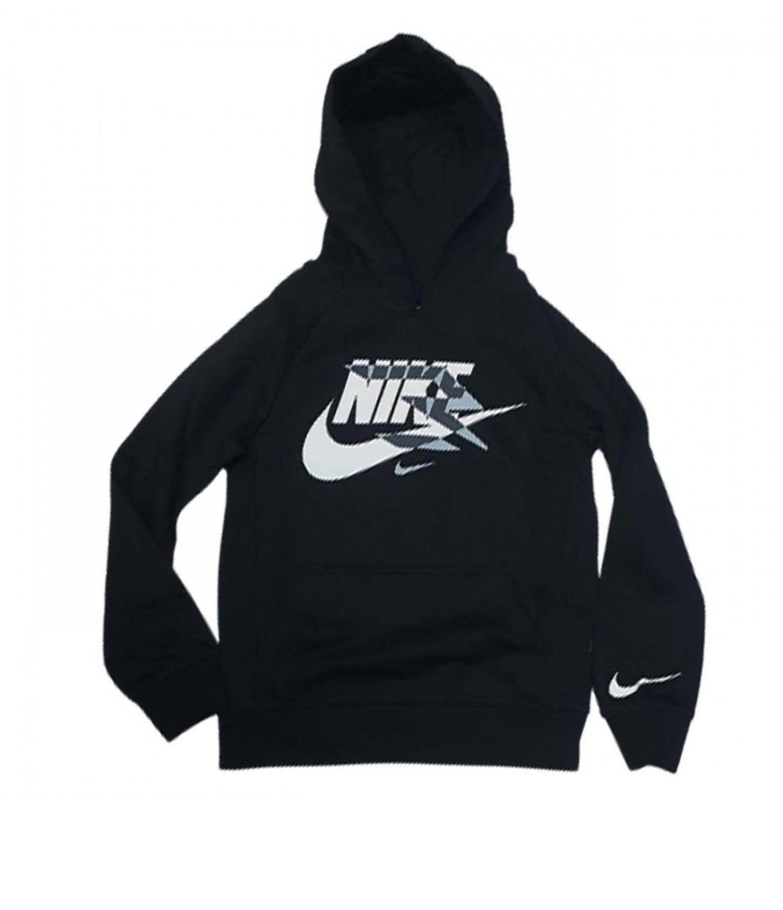 felpa nike fleece nero logo bianco grigio